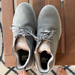 Sorel Gray Waterproof Suede Ankle Boots